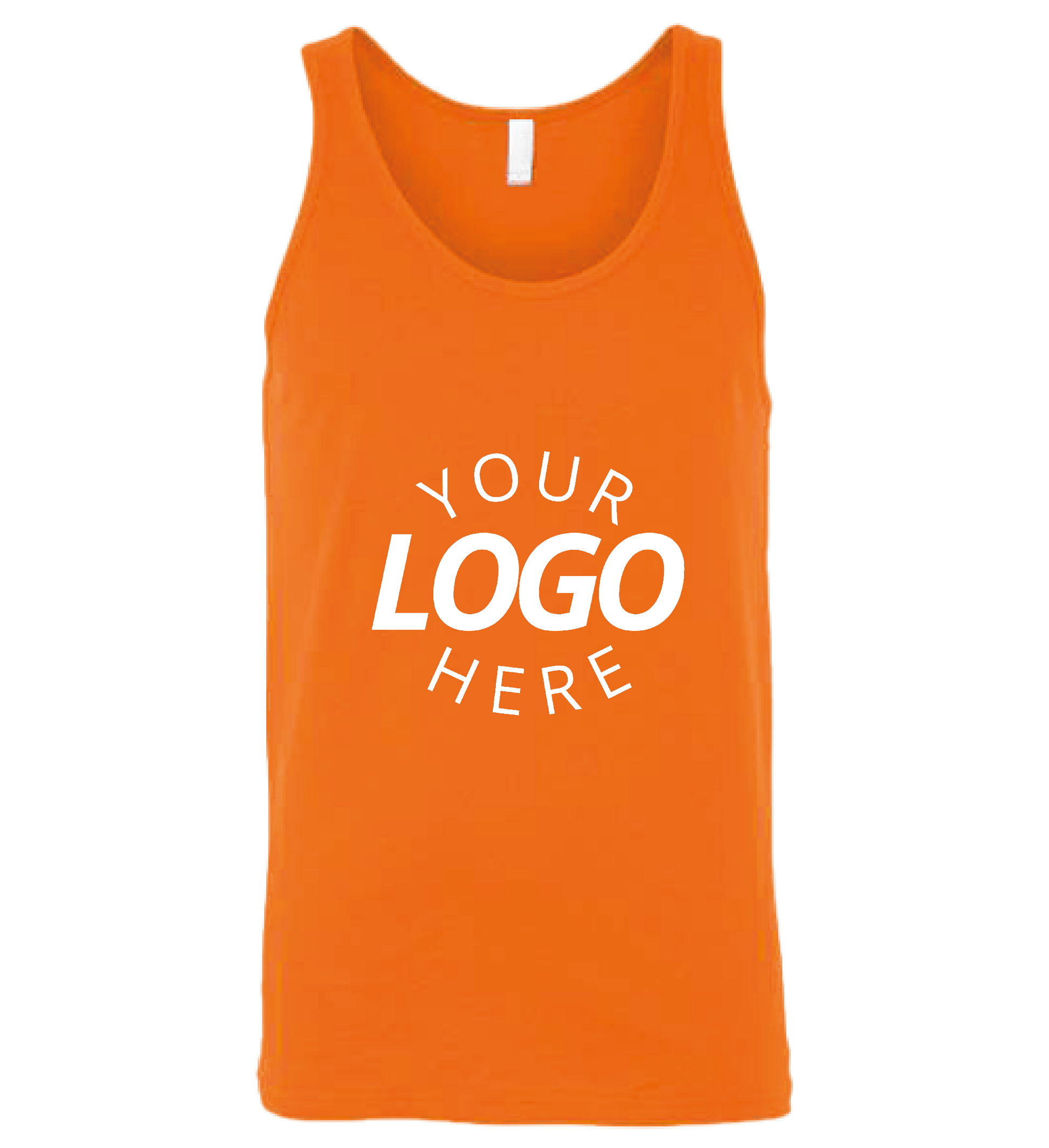 A neon orange customizable blank jersey tank