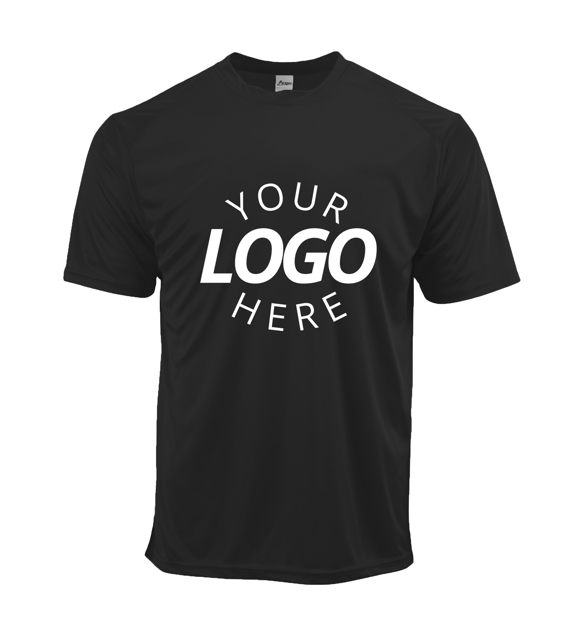 Black crew neck men's t-shirt with logo on chest