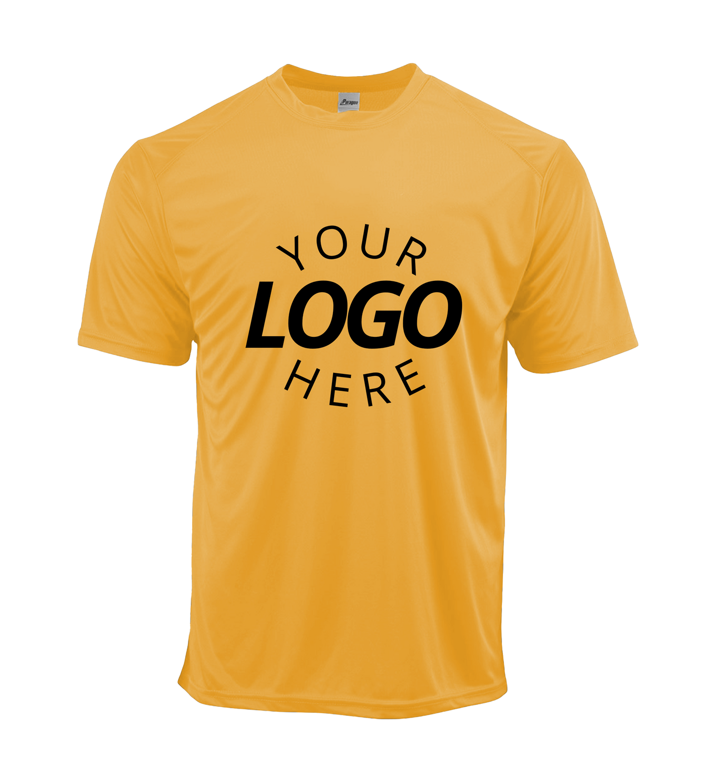 Gold crew neck men's t-shirt with logo on chest