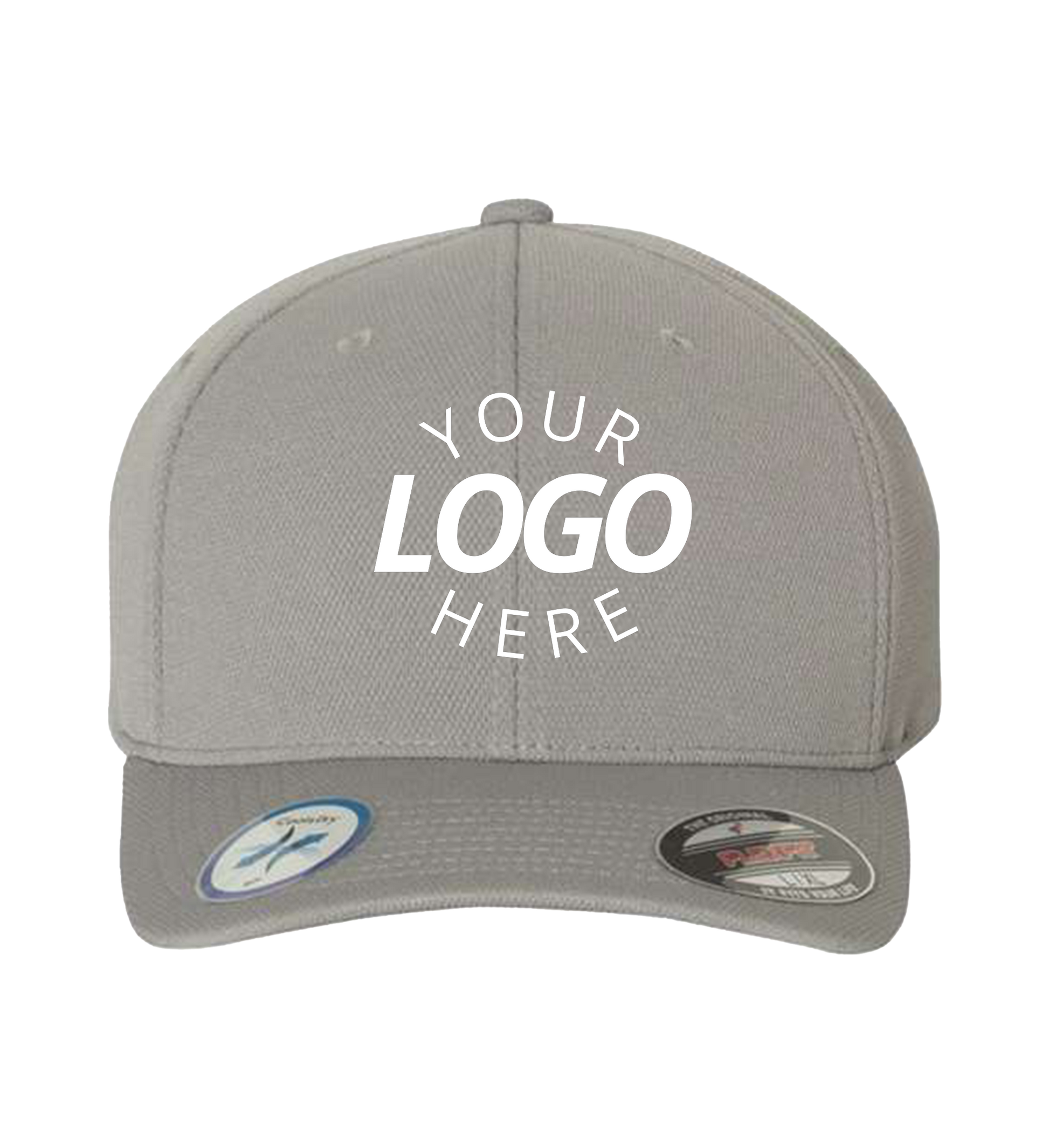 A silver Blank Baseball Cap with custom logo placement area showcased on front