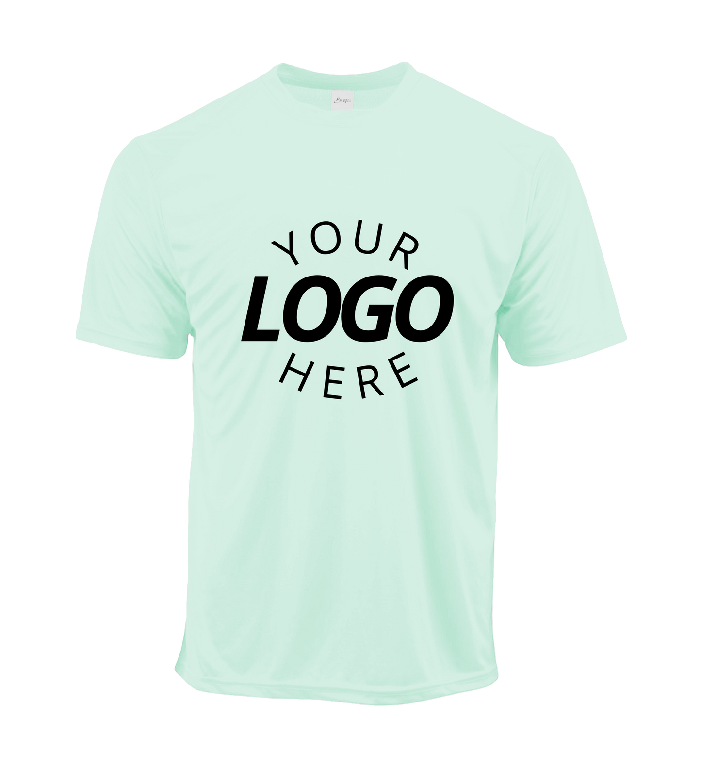 Mint green crew neck men's t-shirt with logo on chest
