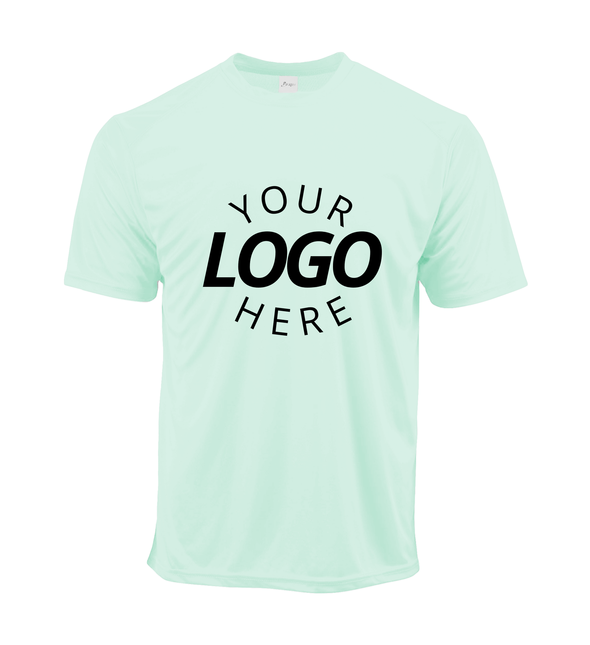 Mint green crew neck men's t-shirt with logo on chest