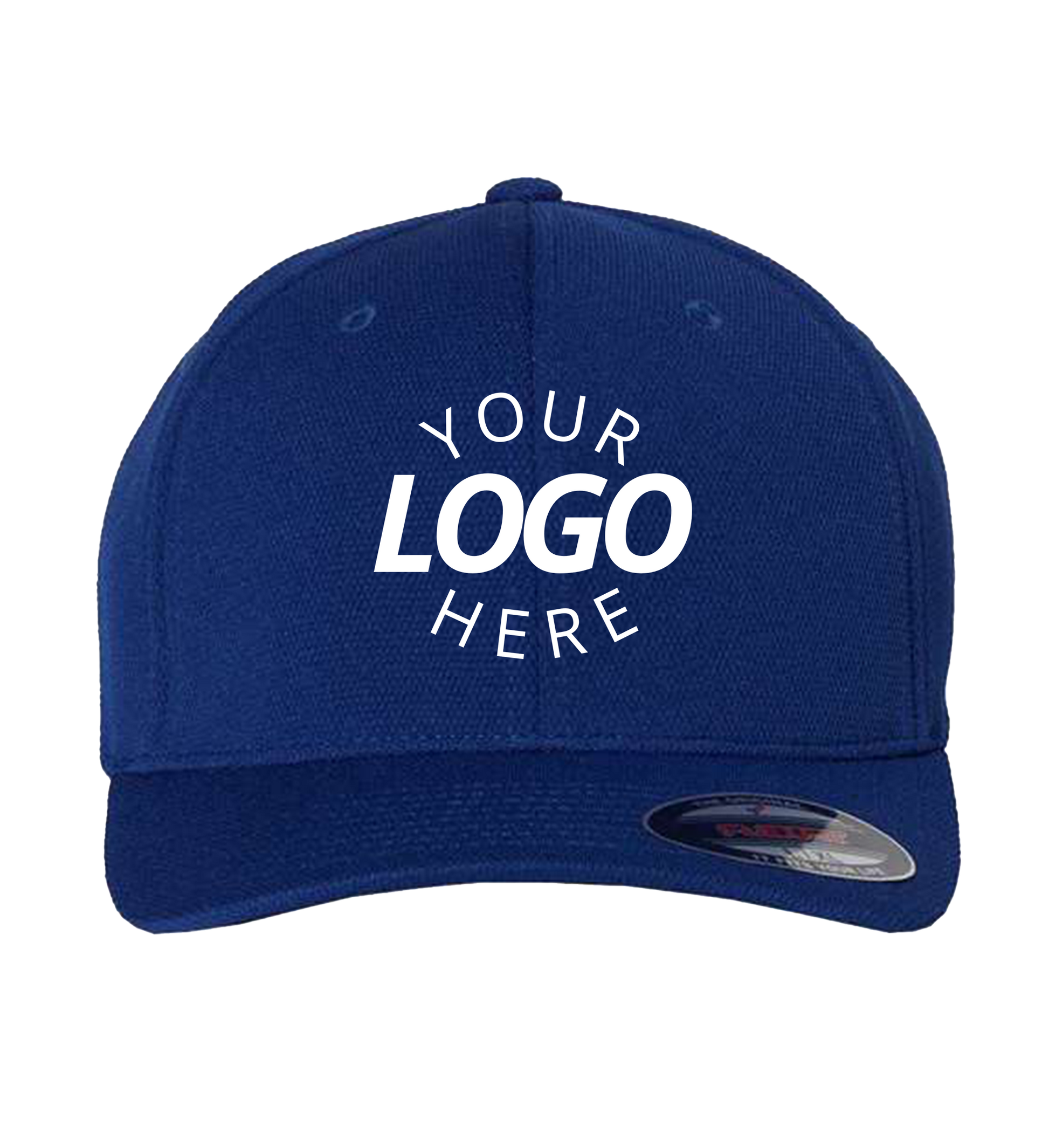 A blue navy Blank Baseball Cap with custom logo placement area showcased on front