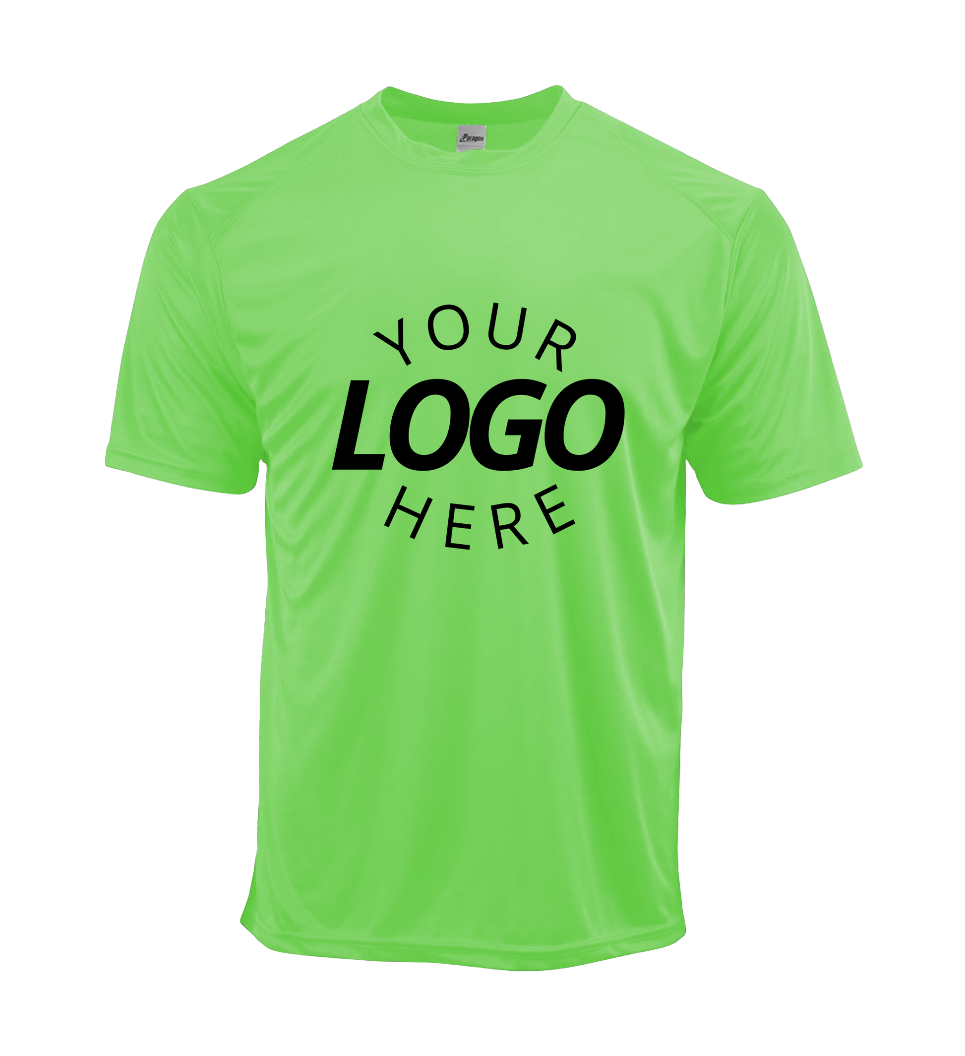 Neon lime crew neck men's t-shirt with logo on chest