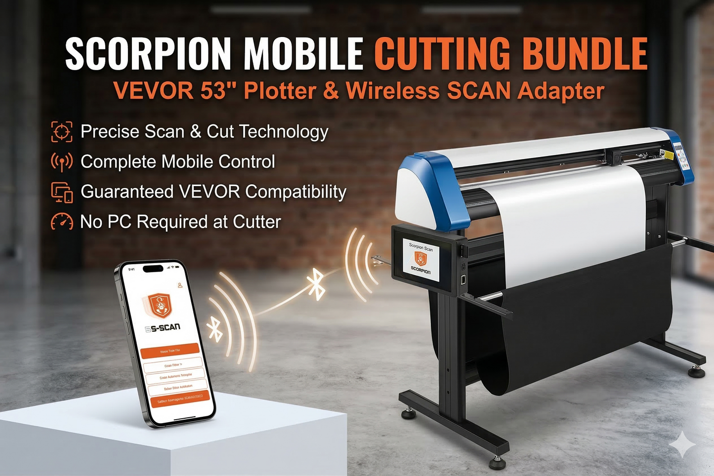 The Scorpion Mobile Cutting Bundle: VEVOR 53" Plotter + Wireless SCAN Adapter