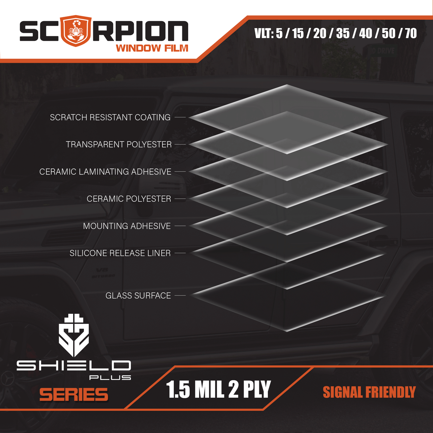 Shield Plus Series Nano-Ceramic Ir Automotive Film 100' Rolls