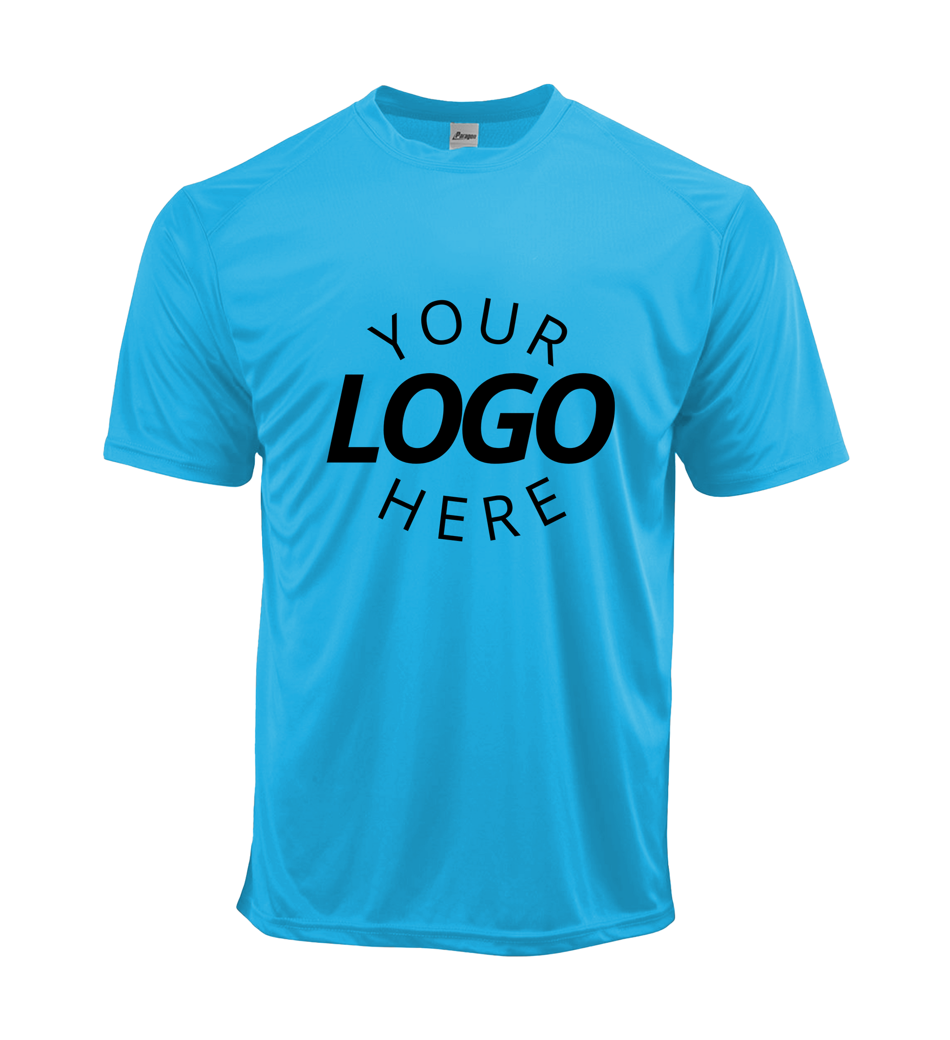 Turquoise crew neck men's t-shirt with logo on chest