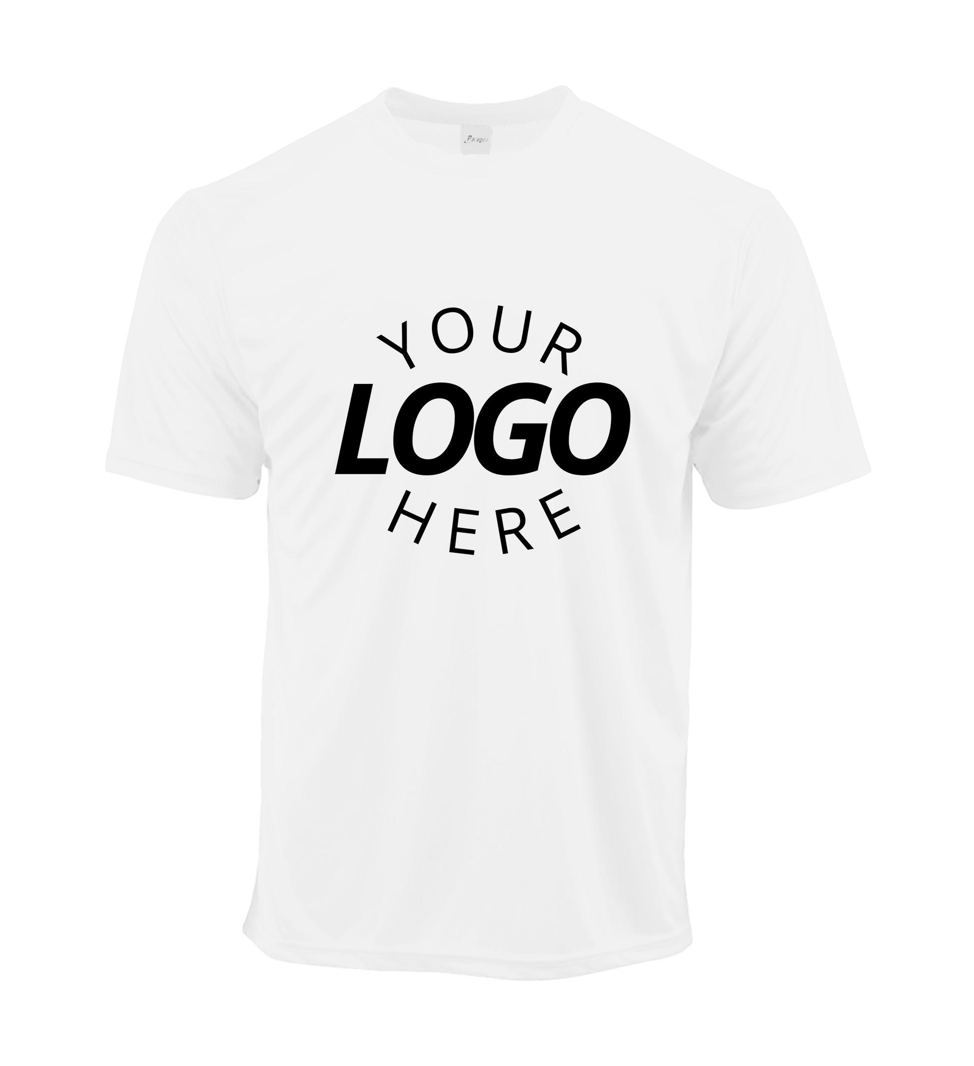 White crew neck men's t-shirt with logo on chest