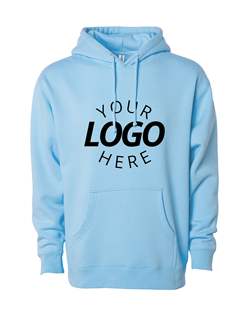 Aqua Blue Customizable Heavyweight Hooded Sweatshirt.