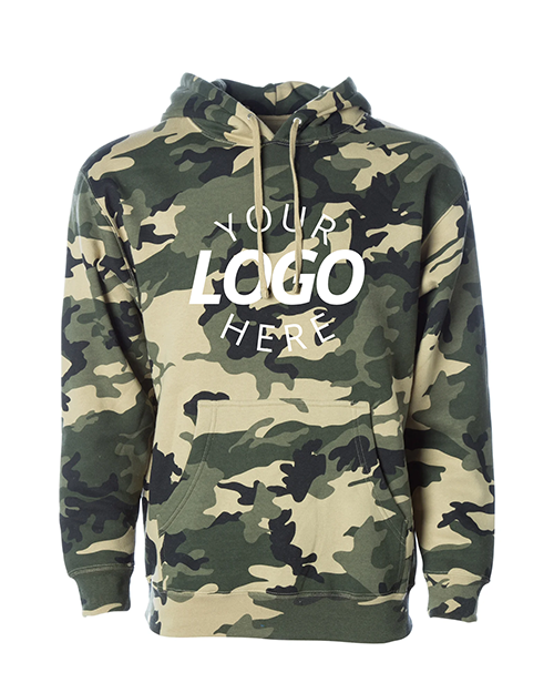 Camo Green Customizable Heavyweight Hooded Sweatshirt.