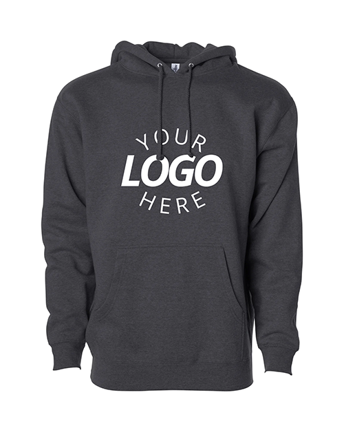 A Black Customizable Heavyweight Hooded Sweatshirt.