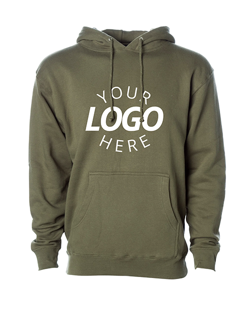 Army Green Customizable Heavyweight Hooded Sweatshirt.