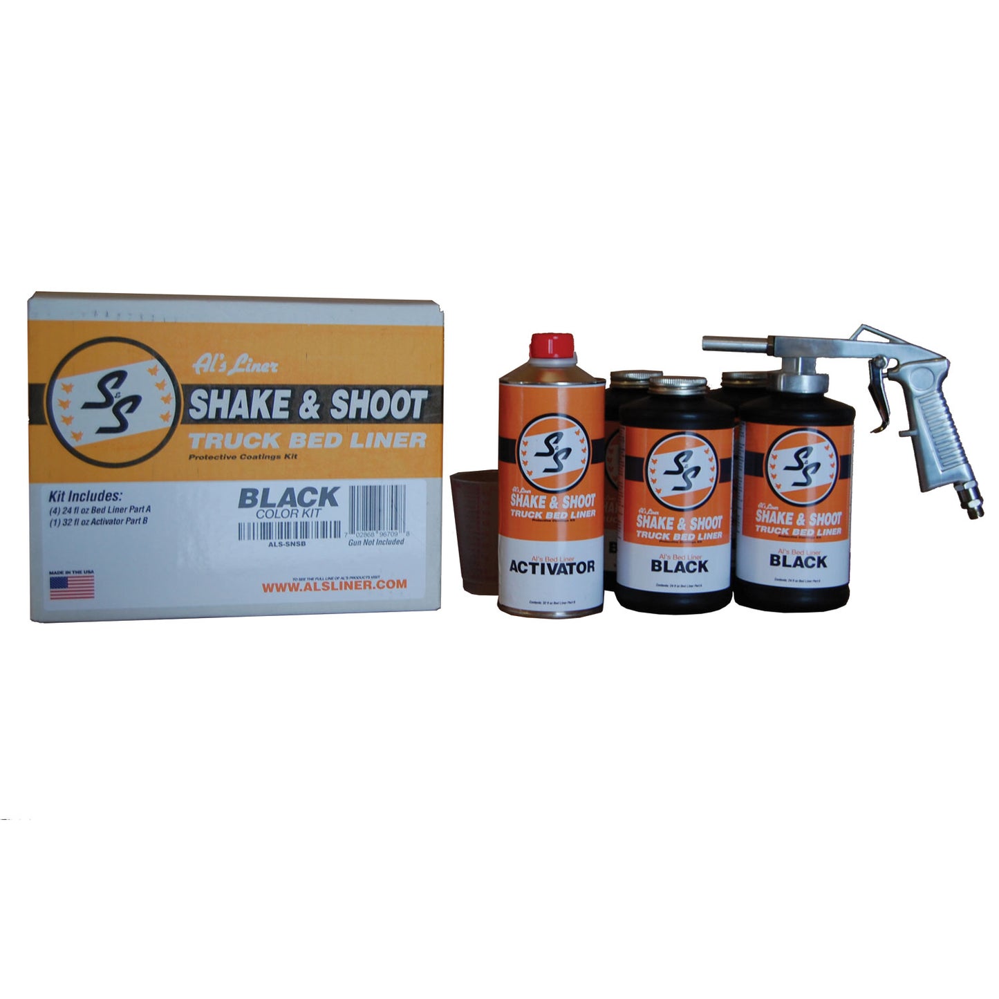 Shake & Shoot Black 4 Quart Truck Bed Liner Kit w/ Applicator Gun