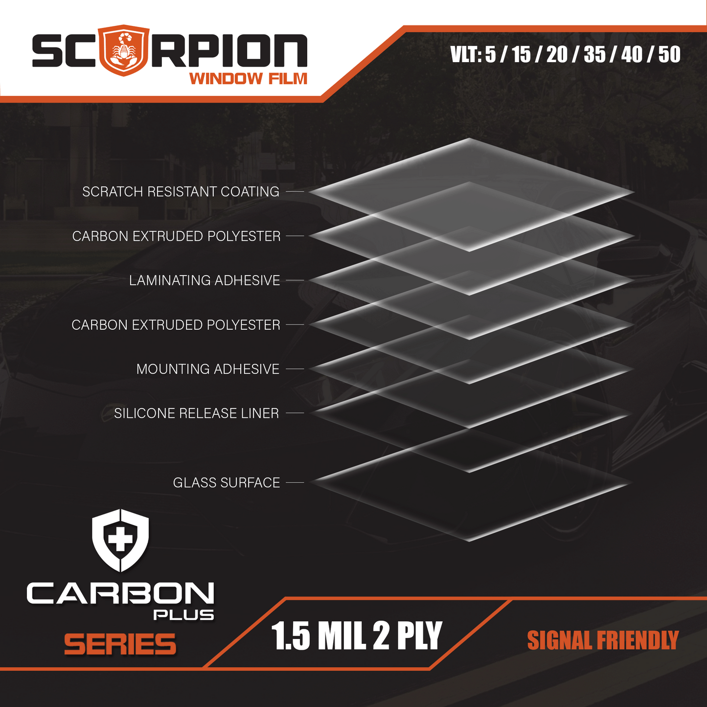 CARBON PLUS SERIES AUTOMOTIVE FILM 100' ROLLS