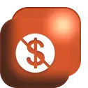 Crossed-out dollar sign icon representing free access