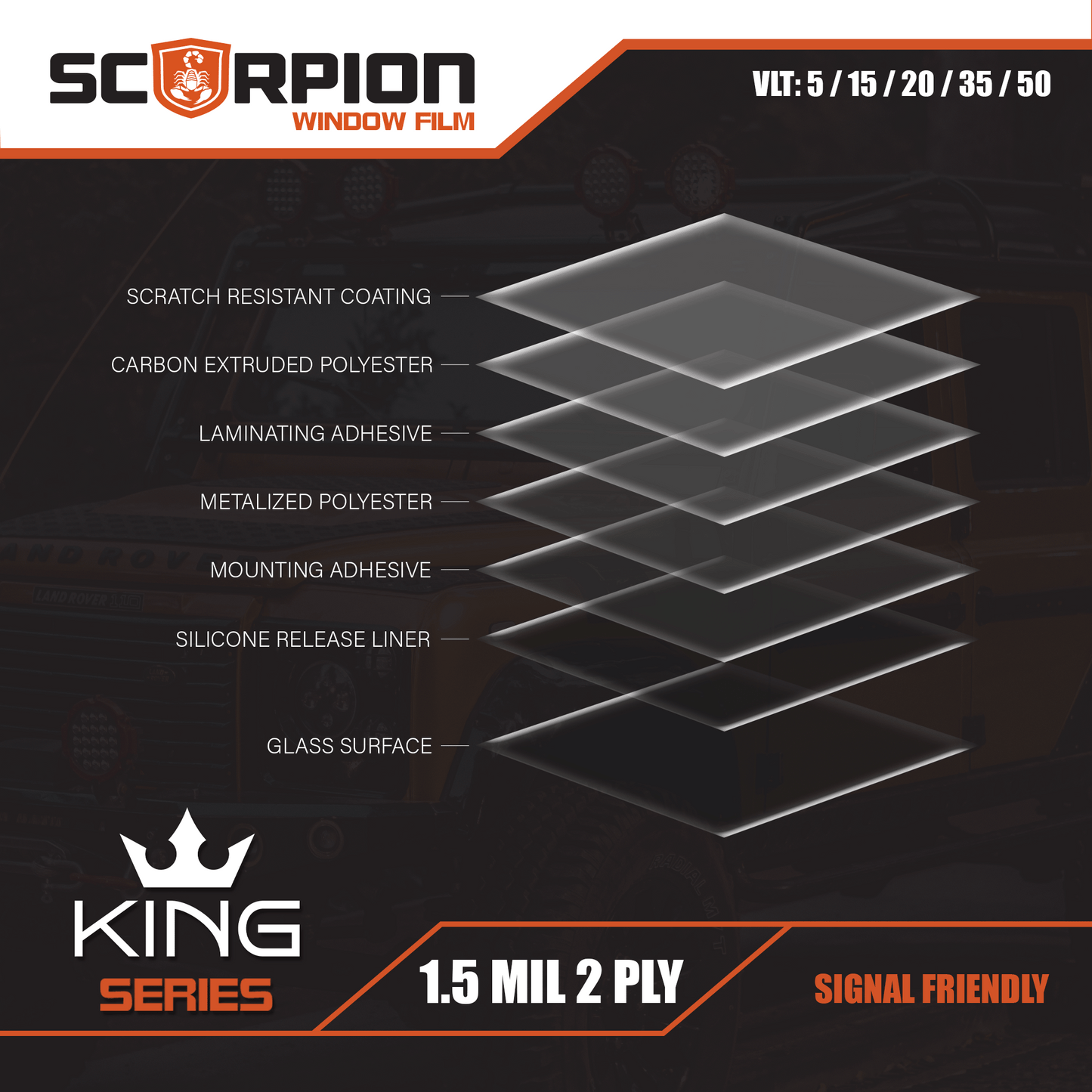King Series Carbon-Metalized Automotive Film 100' Rolls