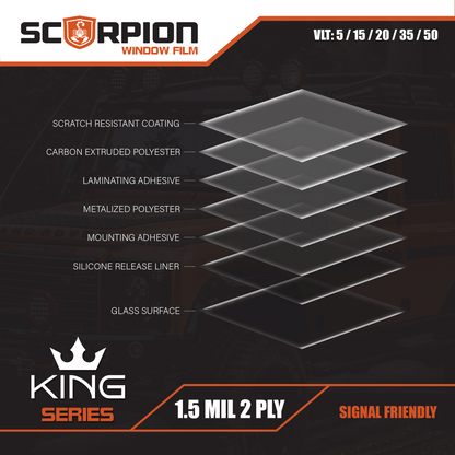 King Series Carbon-Metalized Automotive Film 100' Rolls
