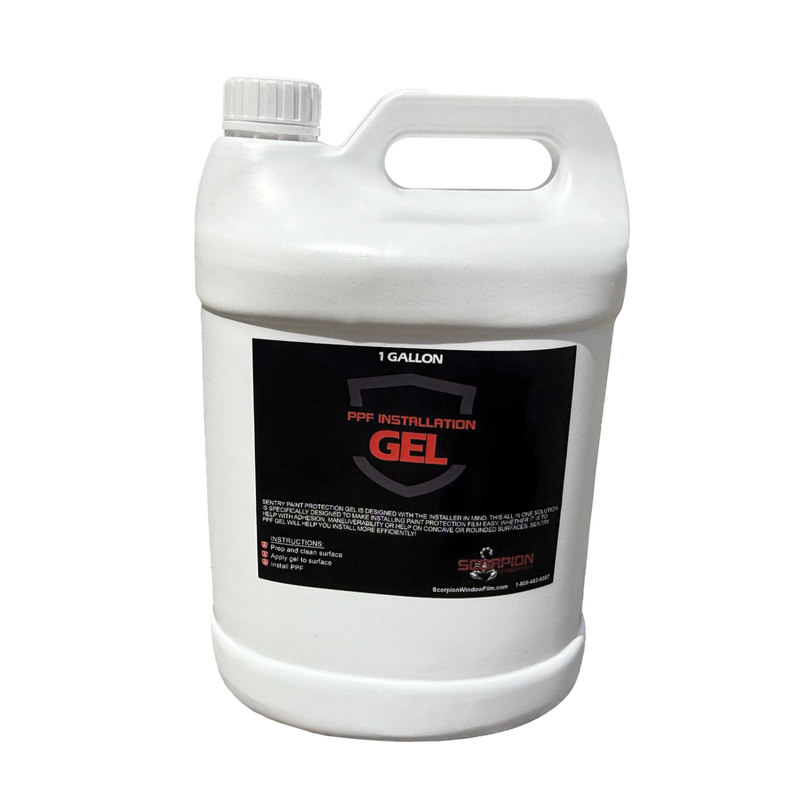 White gallon container of PPF Installation Gel with a black label on a white background