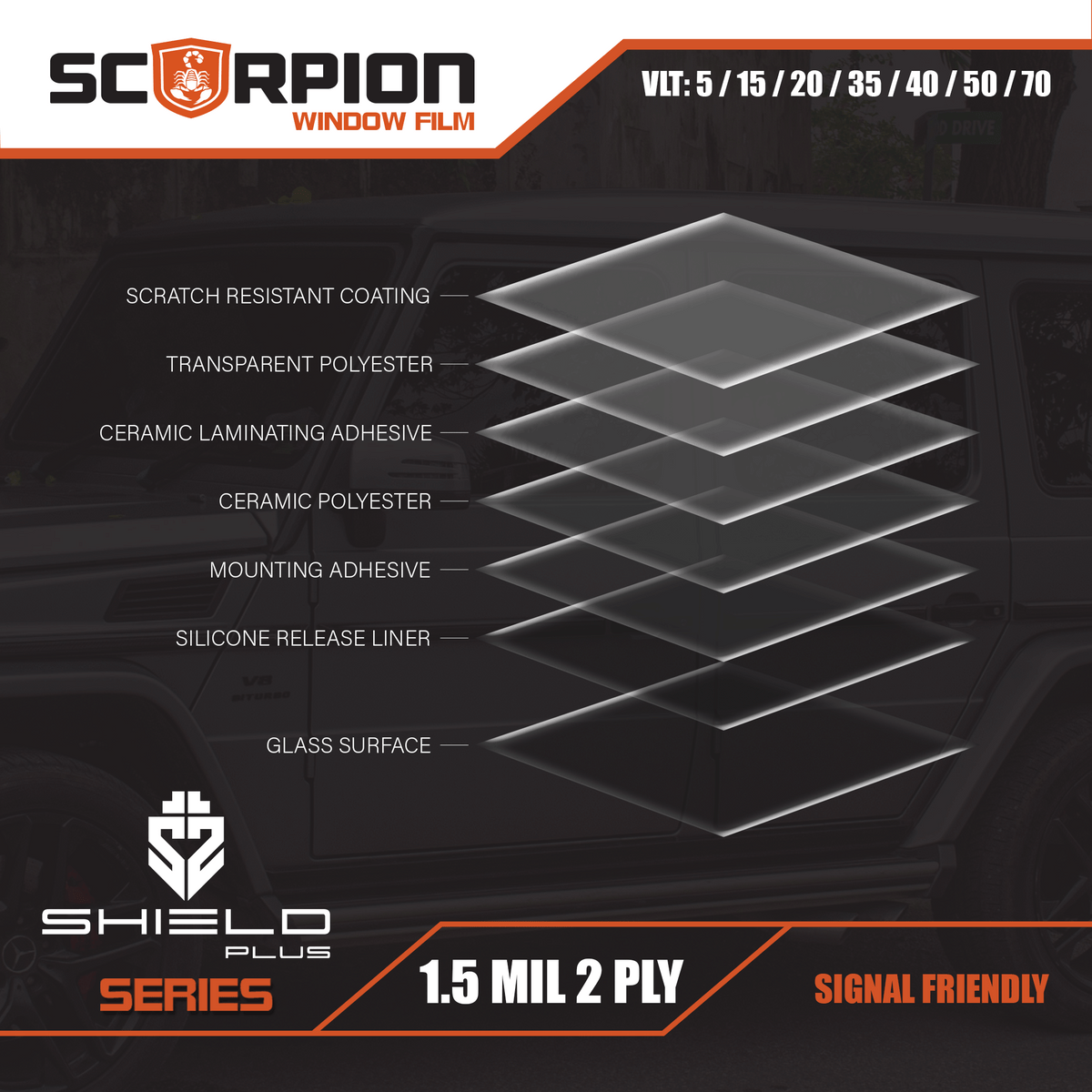 Shield Plus Series Nano-Ceramic Ir Automotive Film 100' Rolls