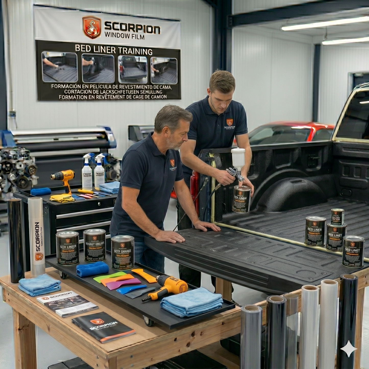 Scorpion Hands-On Bedliner Training: Master the Art of Protective Coatings.
