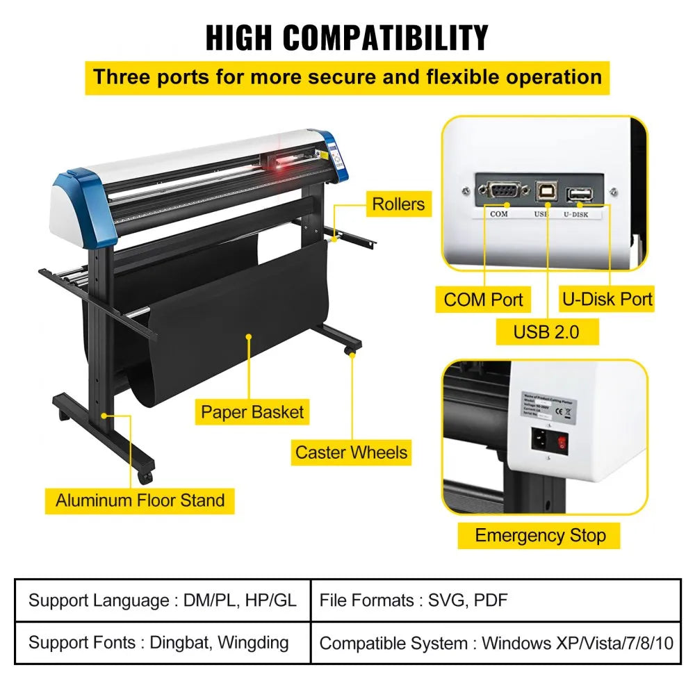 VEVOR 53-Inch Automatic Contour Vinyl Cutter Plotter Force & Speed Adjustable Sign Cutting With Floor Stand