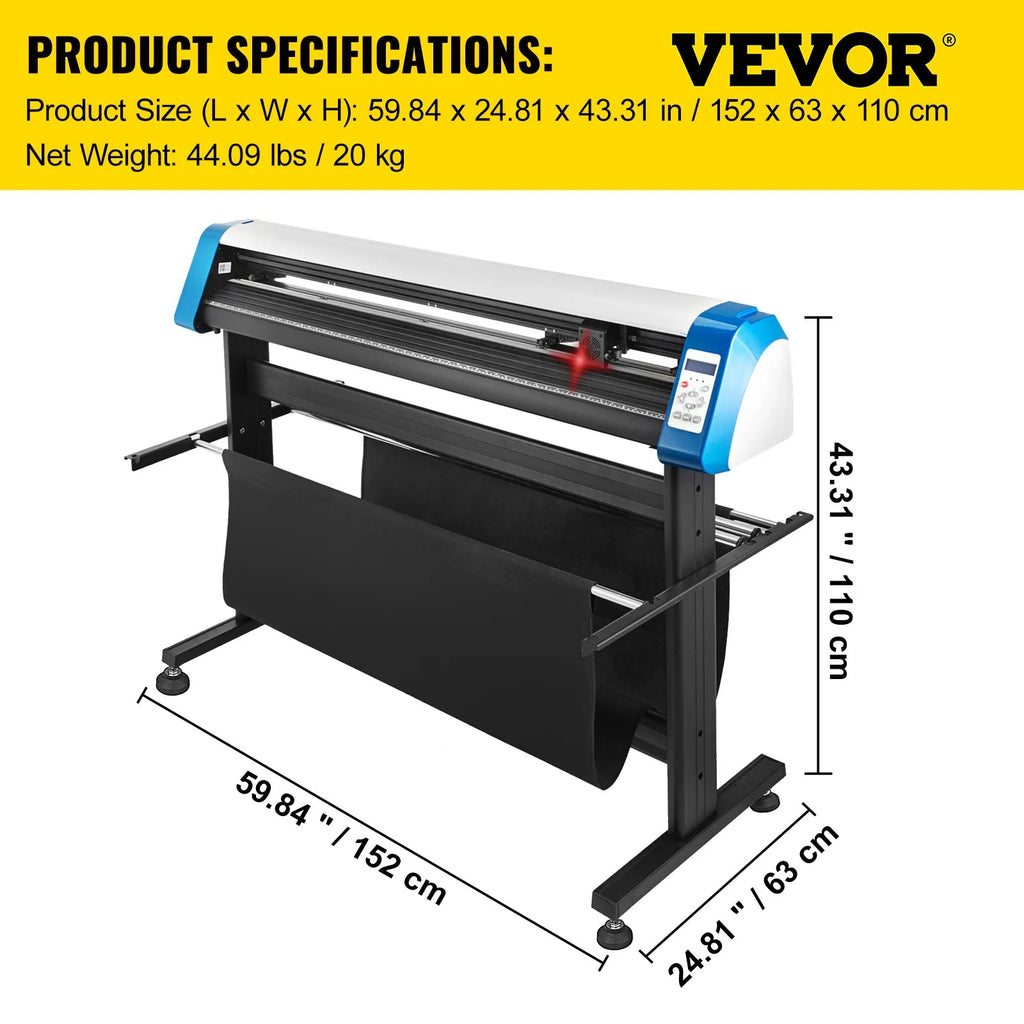 VEVOR 53-Inch Automatic Contour Vinyl Cutter Plotter Force & Speed Adjustable Sign Cutting With Floor Stand