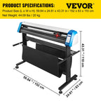 VEVOR 53-Inch Automatic Contour Vinyl Cutter Plotter Force & Speed Adjustable Sign Cutting With Floor Stand