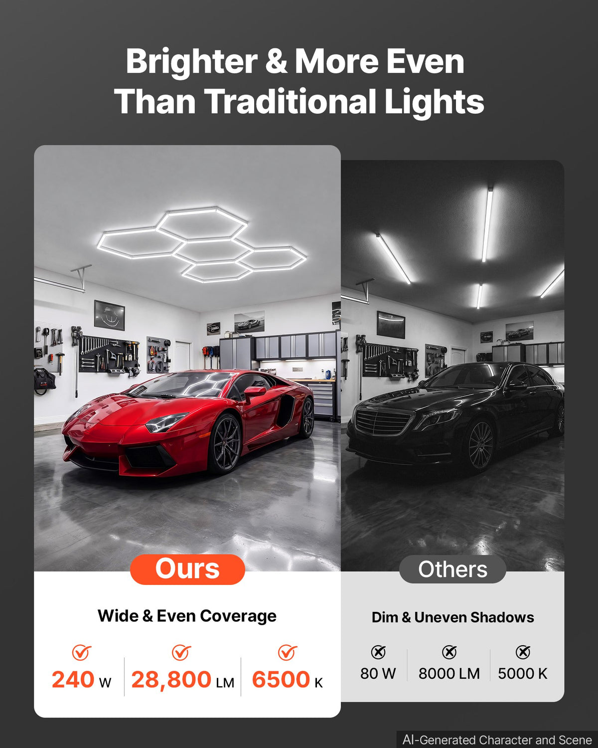 Hexagon Shop Lights — Value Series (6500K, plug-in)