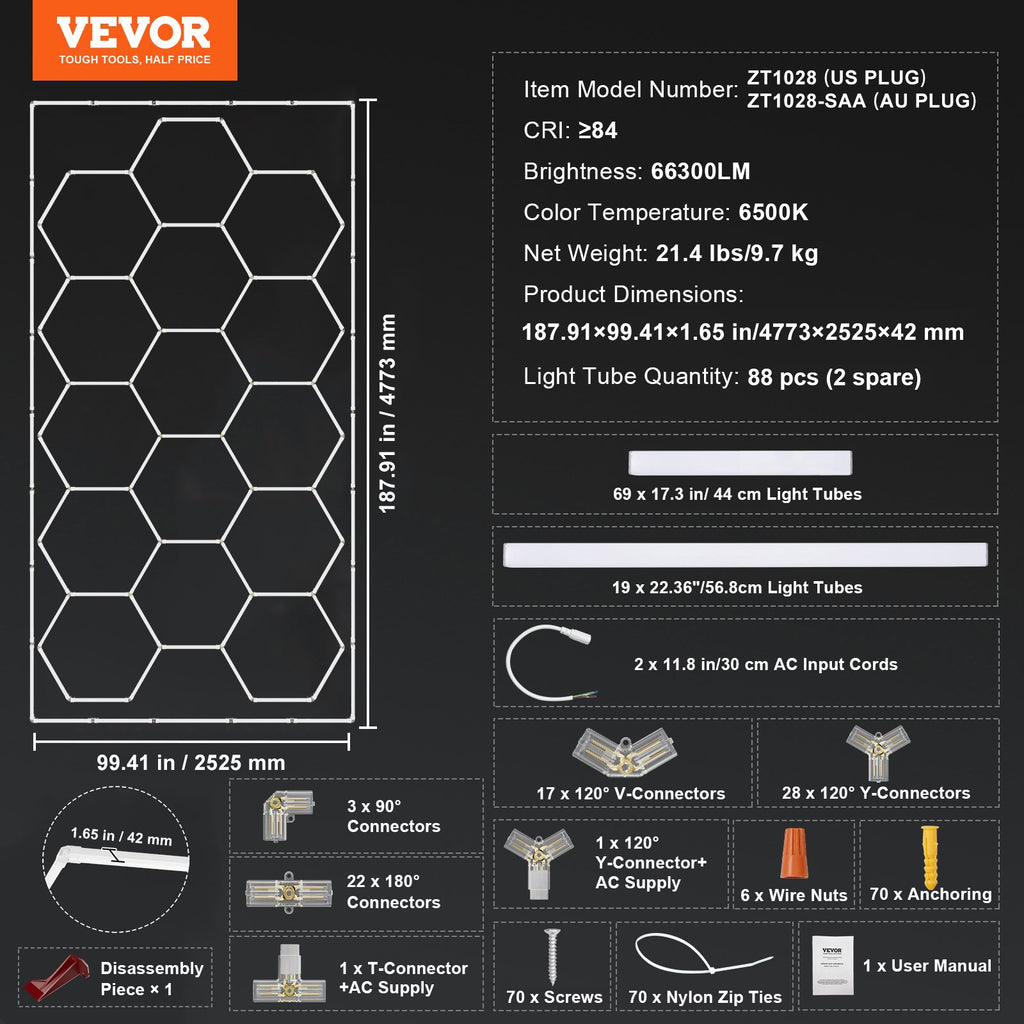 Hexagon Shop Lights — Pro Series (6500K, CRI ≥84)