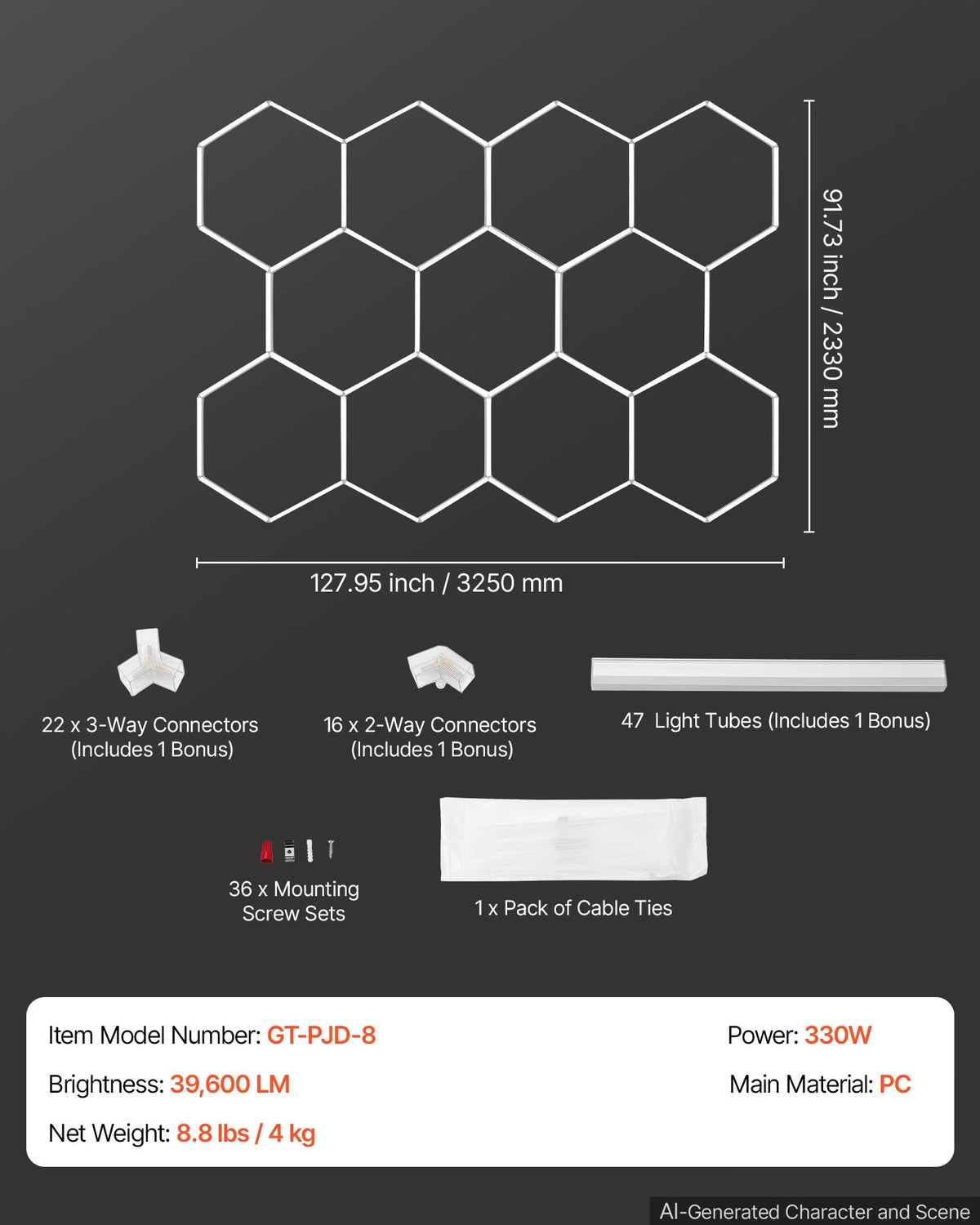 Hexagon Shop Lights — Value Series (6500K, plug-in)