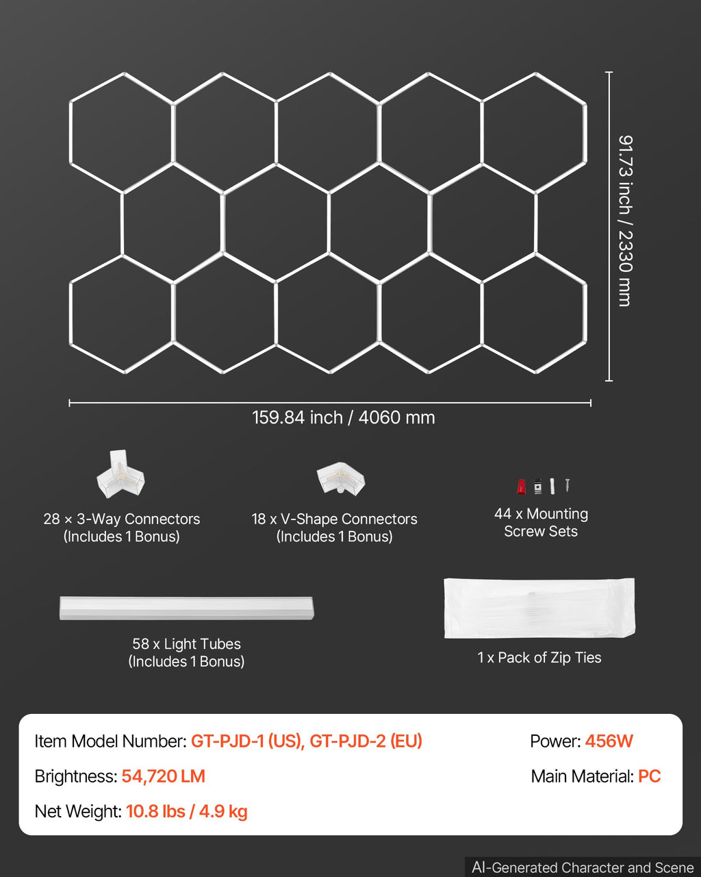 Hexagon Shop Lights — Value Series (6500K, plug-in)