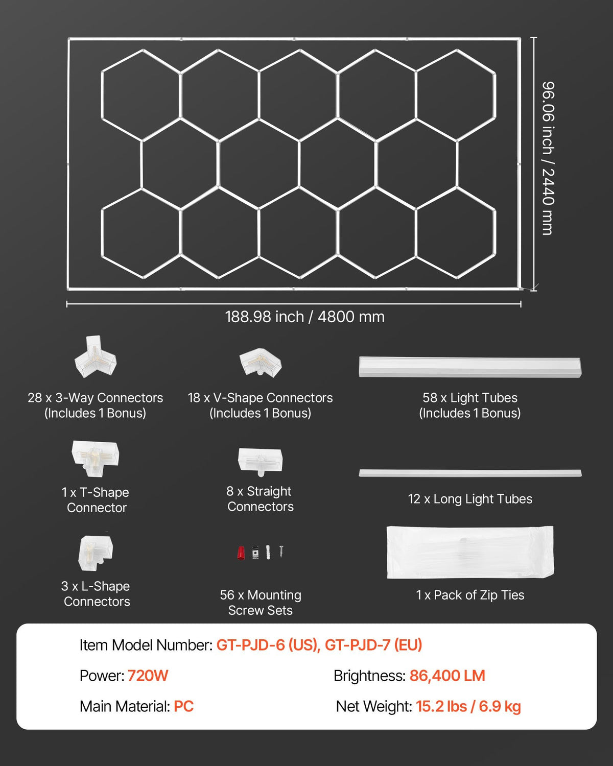 Hexagon Shop Lights — Value Series (6500K, plug-in)