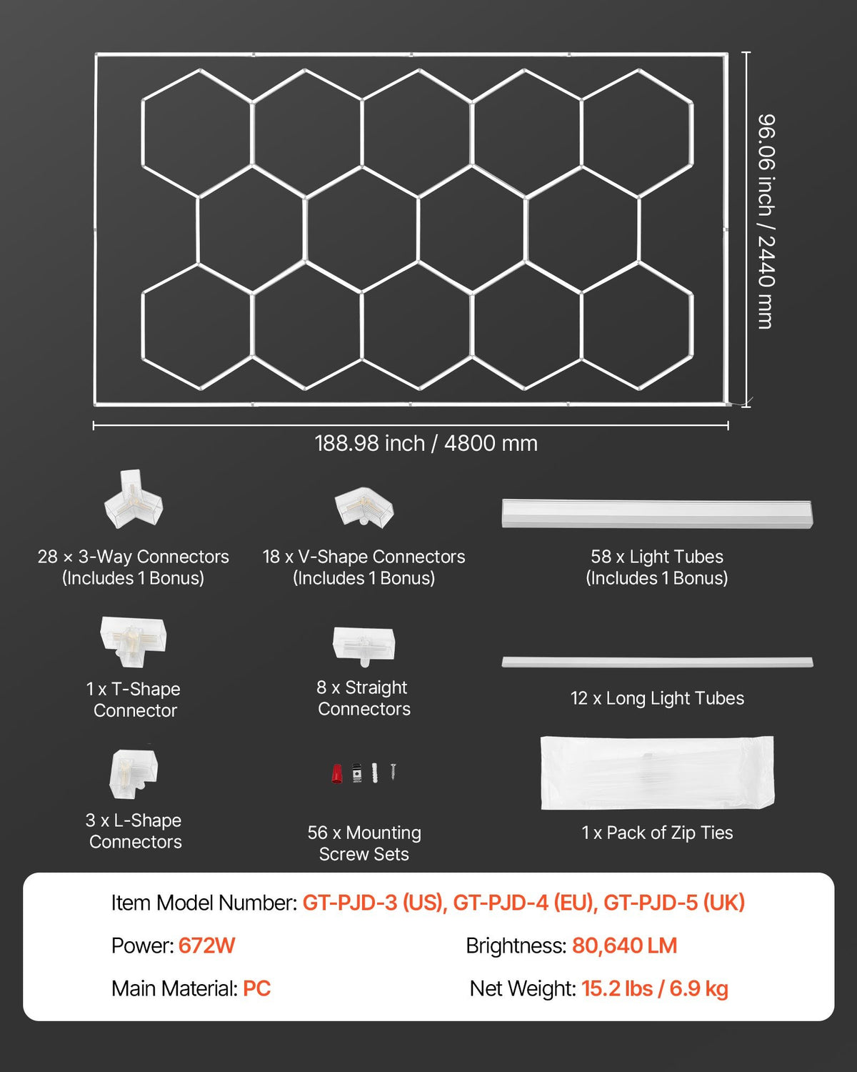 Hexagon Shop Lights — Value Series (6500K, plug-in)