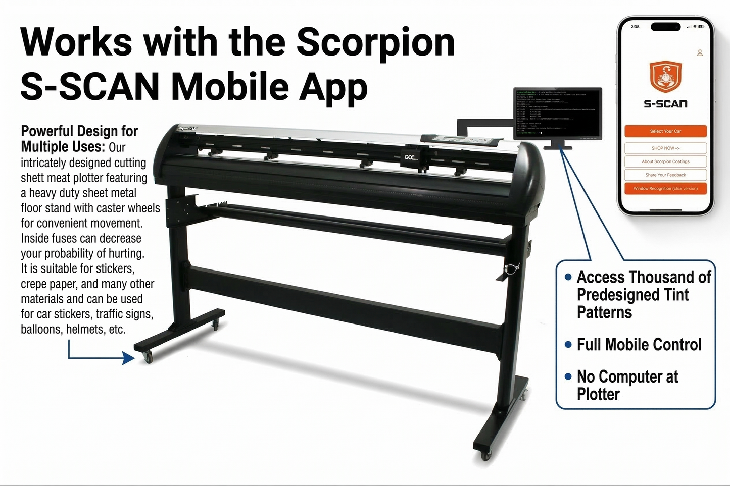 Jaguar V LX J5-101LX 40" Vinyl Cutter By GCC + Wireless SCAN Adapter