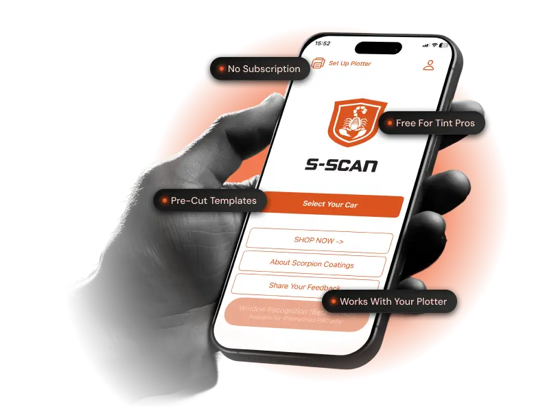 Mobile interface of the SCAN app for tint professionals